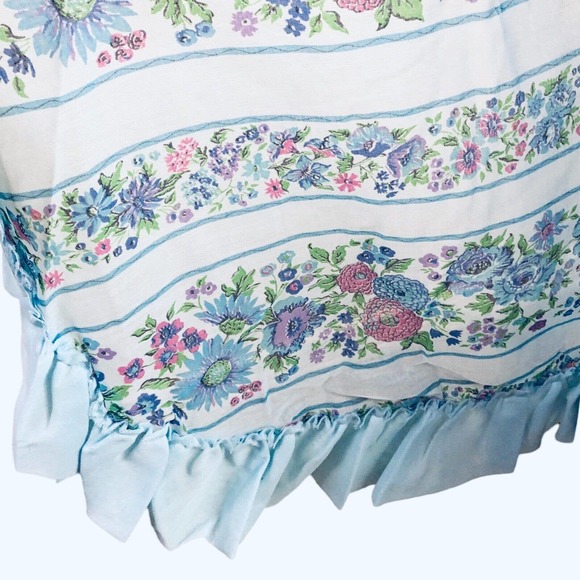 Vintage 60s Cari Lyn Prairie Dress Blue Floral Garden Cottagecore Maxi - Picture 12 of 16